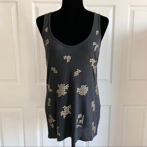 Gap Grey and Gold Grommet Draped Back Tank Top